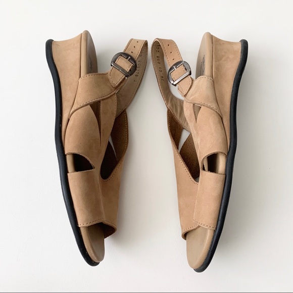 ARCHE Beige/Tan Leather Sandal w/ Wedge Heel Sz 36 - Picture 9 of 11